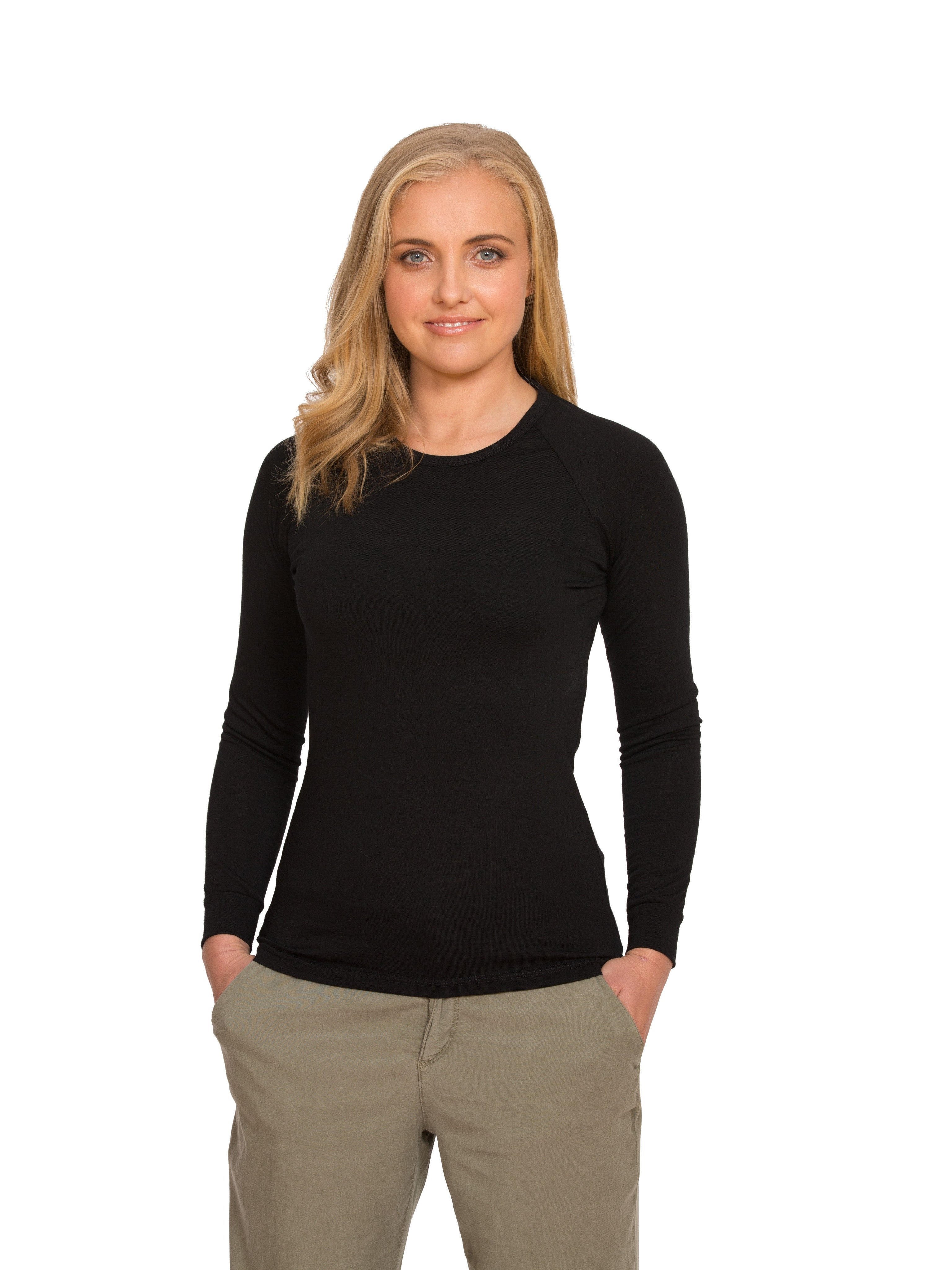 Womens Merino Long Sleeve Base Layer Made in NZ by Brass Monkeys Smart Merino Europe